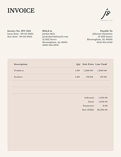Template: Consulting Invoice Templates