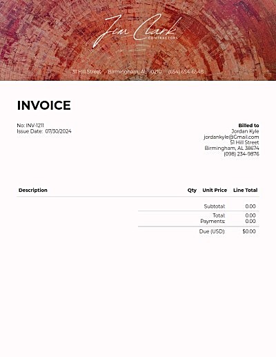 Invoice template: red header