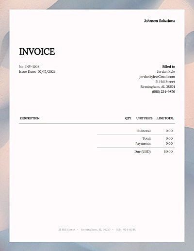 Invoice template: soft pastel border