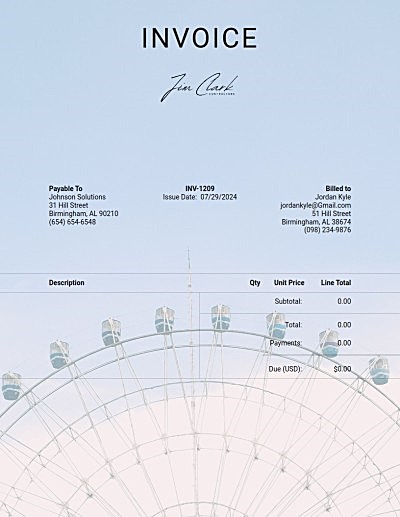 Invoice template: blue ferris wheel