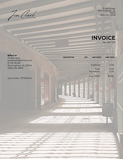 Invoice template: round architecture