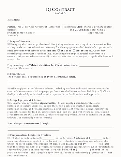 DJ Contracts template