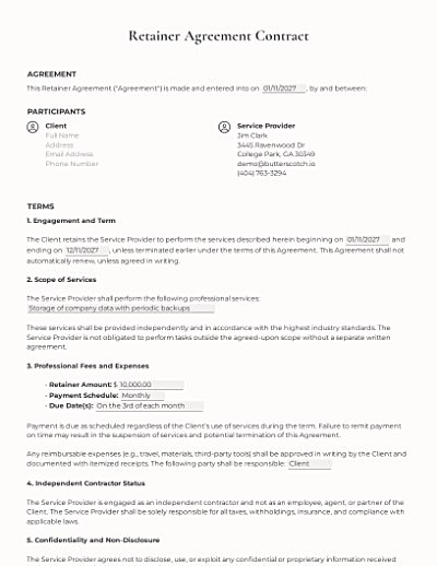 Retainer Agreements template