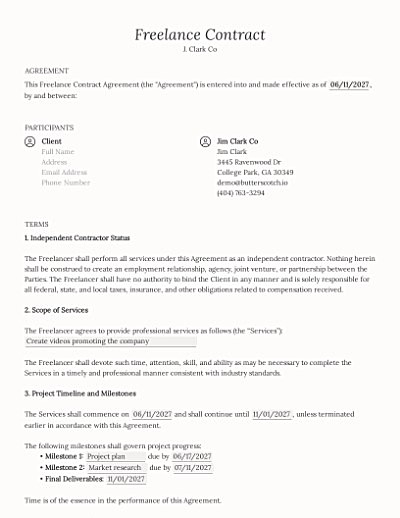 Freelance Contracts template