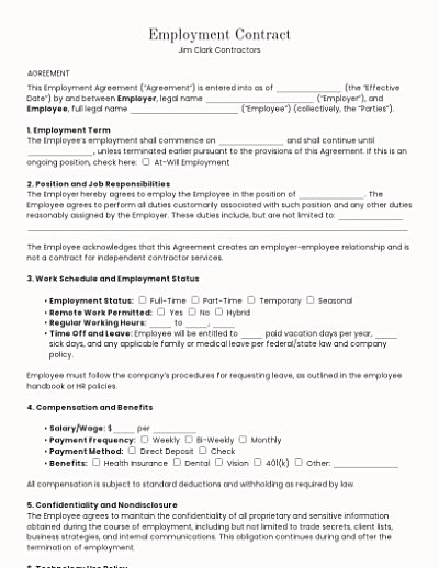 Employment Contracts template