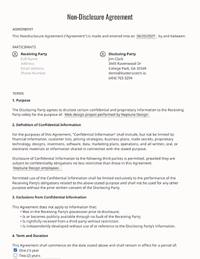 Non-Disclosure Agreements template