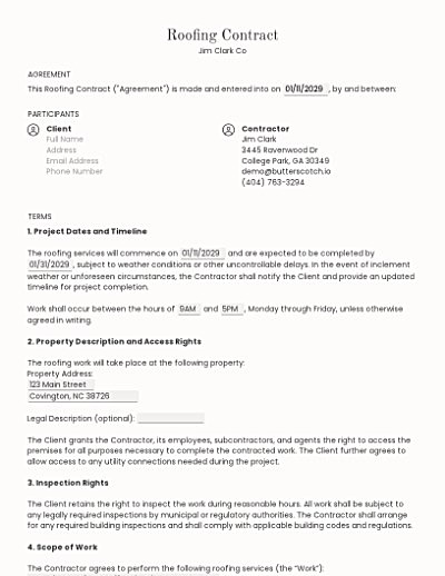 Roofing Contracts template