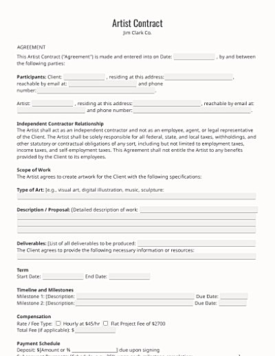Artist Contracts template