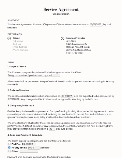 Service Contracts template