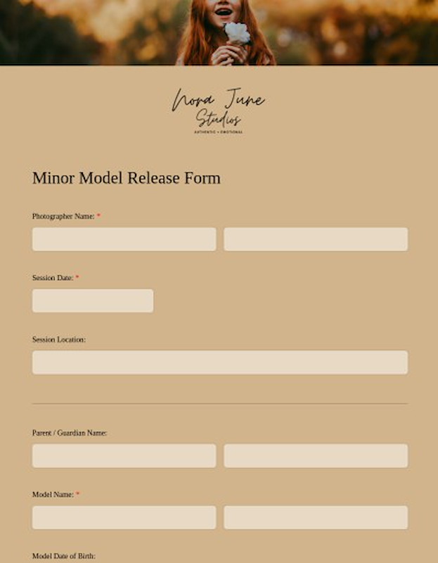 Model release form for minors