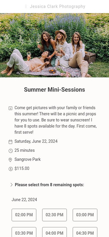 Summer mini session example