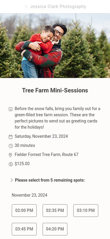 Tree farm mini session example