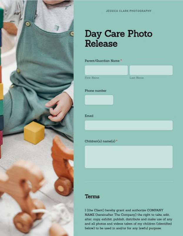 Daycare photo release form
