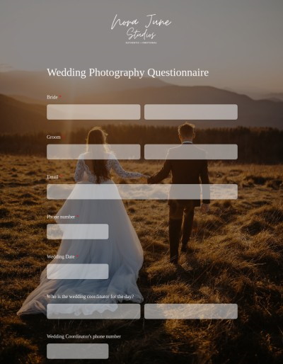 Wedding photography questionnaire