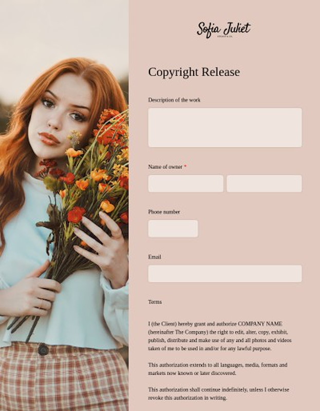 Copyright release form for photographers