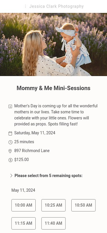 Mommy and me mini session example