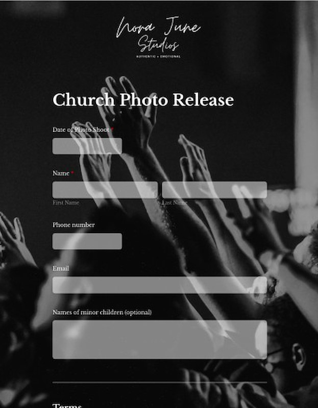 Photo release form for churches