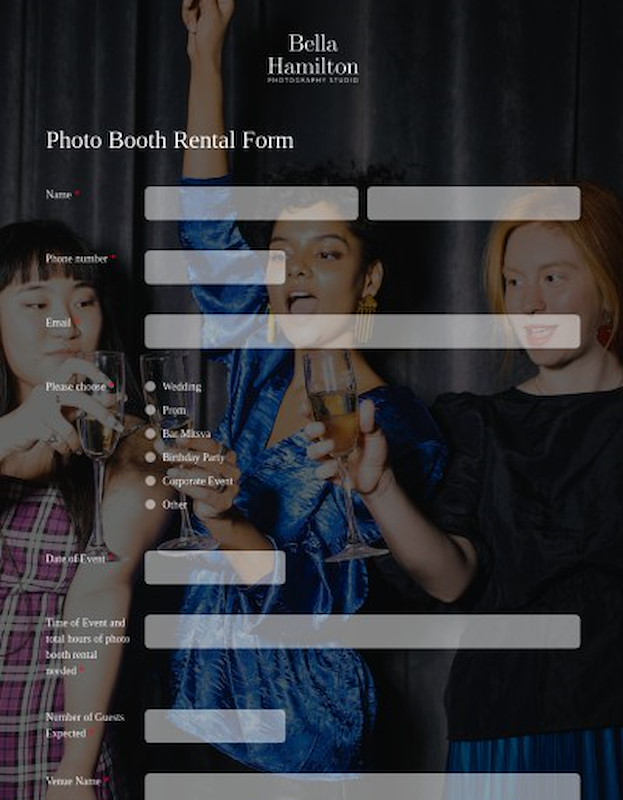 Photo booth rental form